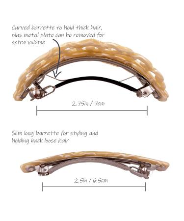 Strong Large Hair Clip Set - Ivory White Marble Filigree for Thick Hair | Perfect for Women | International Shipping - Buy Online on GoSupps.com