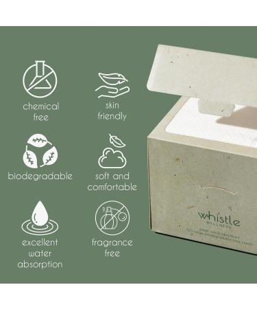 Whistle Wellness Disposable Face Towels - Biobased Ultra Soft Makeup Remover Wipes for Sensitive Skin - 50 Count Resealable Box - Buy Online on GoSupps.com