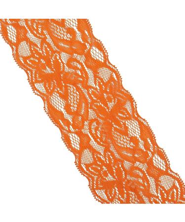Elastic Lace Trim 10 Yards - Orange Floral Pattern Stretchy Lace Ribbon for Sewing, Garments, Crafts, and Gift Wrapping - Buy Online on GoSupps.com