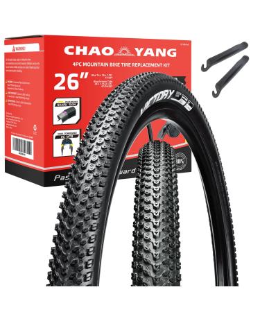 Chao YANG Mountain Bike Tire Replacement Kit, 261.95, Dual Compound 2C-MTB Tires, Featured with Double Tread Puncture Protection, for On or Off Road Use, 2-Pack