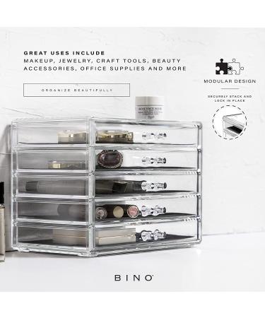 BINO Manhattan Acrylic Makeup Organizer - 5 Drawers | Clear Beauty Storage for Cosmetics, Jewelry & Vanity Accessories - Buy Online on GoSupps.com