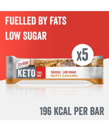 SlimFast Advanced Keto Fuel Bar - Nutty Caramel, Low Sugar & Chocolate Coated - 5 Count Pack - Buy Online on GoSupps.com