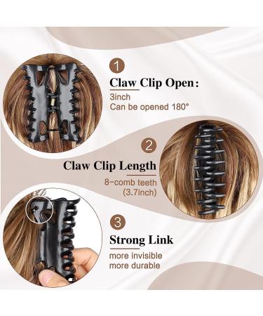 Colorful Panda Claw Clip Short Ponytail Hair Extension in Blonde Mix Dark Brown Color - Synthetic Messy Bun Hairpiece for Women and Girls - Buy Online on GoSupps.com