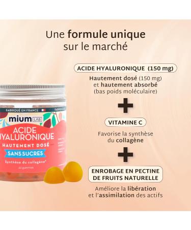 Mium Lab - Hyaluronic Acid Vit C - Anti-Aging Anti-Wrinkle Collagen Highly Dosed and Absorbed - Skin Joints Hair - Deep Hydration Skin Elasticity - 21 Days - Made in France - Buy Online on GoSupps.com