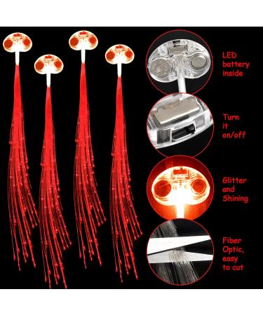 30 Pack Red LED Fiber Optic Hair Barrettes - Light-Up Extensions for 4th of July Party Favors & Festivals - Buy Online on GoSupps.com
