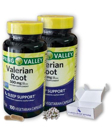 Valerian Root 500mg- Vegan Capsules 100Ct (Pack of 2) Boxed by Fusion Shop Store