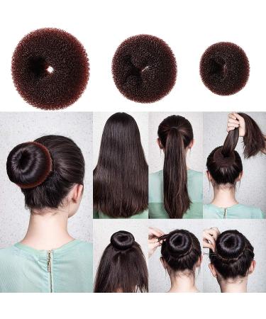 Hair Bun Shaper Set with Donut, Bun Marker, Ponytail Tools, Bobby Pins & Elastic Bands - Brown Bun Maker Kit for Women & Kids - Buy Online on GoSupps.com