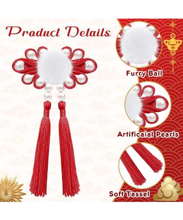 6 Pair Chinese Festival Hair Clips for Kids - New Year & Christmas Accessories with Pom Poms, Bows, and Tassels - Buy Online on GoSupps.com