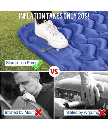 MOXILS Ultralight Inflatable Sleeping Pad for Camping - 75''X25'' with Built-in Pump - Ultimate for Hiking and Outdoor Adventures - Compact & Lightweight Air Mattress (Blue) - Buy Online on GoSupps.com