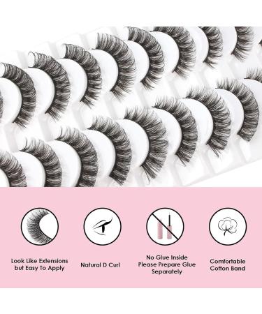 Russian Strip Fake Eyelashes(8 Pairs) Simulation + 3D Effect Soft Curl + Enlarge The Eyes Fluffy Natural Reusable for Newcomers/Parties Weddings F - Buy Online on GoSupps.com