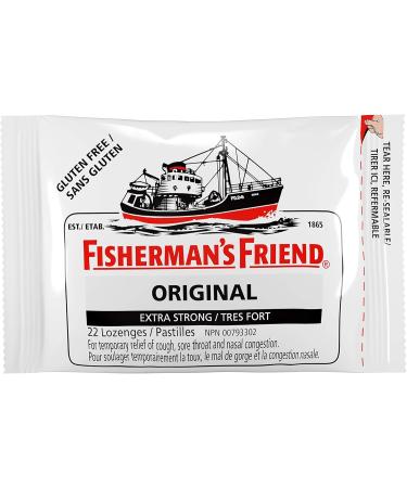 Fisherman s Friend Original Extra Strong | For Temporary Relief of Cough Sore Throat & Nasal Congestion | All Natural | Halal Vegan Kosher & Gluten Free | 8 Packs of 22 Lozenges (176 Total Count) - Buy Online on GoSupps.com