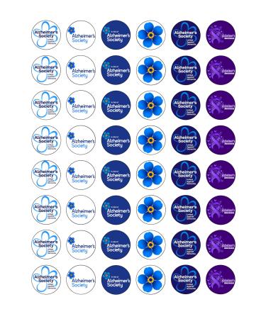 48 Alzheimer's Awareness Charity Fundraising Themed Edible Wafer Paper Cake Toppers Decorations - 2.5cm circles