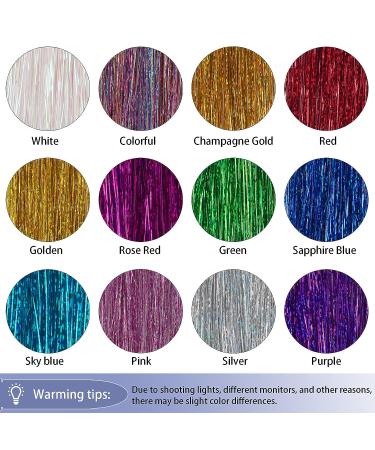 Shiny Heat Resistant 44 Hair Tinsel Kit - 12 Colors Glitter Fairy Strands for Women, Girls & Kids | 3600 Strands - Buy Online on GoSupps.com