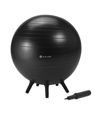 Gaiam Kids Stay-N-Play Children's Balance Ball - Flexible School Chair, Active Classroom Desk Seating with Stay-Put Stability Legs, Includes Air Pump Ball Black 65cm