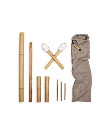 Bamboo Massageset with 9 sticks + free bag made in Italy set made of wood for massages relaxation bamboo bamboo face body therapy tool