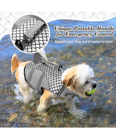 XXL Gray Dog Life Vest - Ripstop Float Coat for Swimming & Training | Lifeguard Jacket for Small Medium & Large Dogs - Buy Online on GoSupps.com