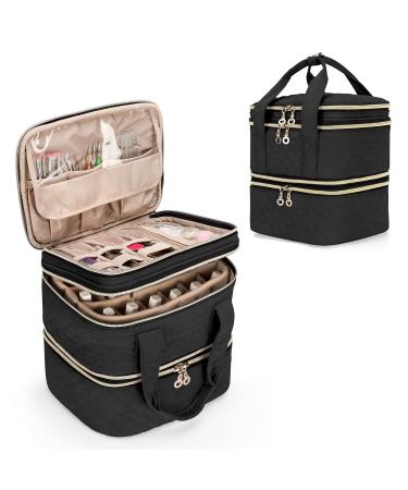 YARWO Nail Polish Organizer Bag - Holds 48 Bottles - Adjustable Dividers - Travel Case for Manicure Set - Black (Bag Only) - Buy Online on GoSupps.com