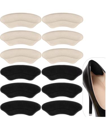 Heel Inserts Grips for Women Men Shoes  6 Pairs Heel Pads Liners for Shoes That are Too Big  Comfort Heel Pads to Make Shoes Tighter  Heel Cushions Cups for Loose Shoes Heel Pain Heel Blister Black and Beige
