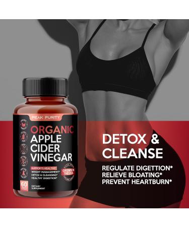 Organic Raw Apple Cider Vinegar Capsules - 1000mg Extra Strength - Detox & Digestion Support - Easy to Swallow ACV Pills - Buy Online on GoSupps.com