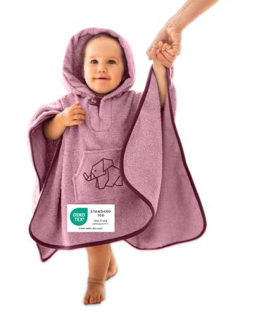 ULLENBOOM BATEPONCHO BABILY Terry from 100% cotton (Oeko-Tex certified) and Made in EU-ideal as a bath towel and bathrobe for children and babies from 1-3 years of pink unit size
