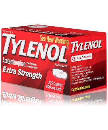 Tylenol Extra Strength 500mg Caplets - 225 ct Pain & Fever Relief - Buy Online on GoSupps.com