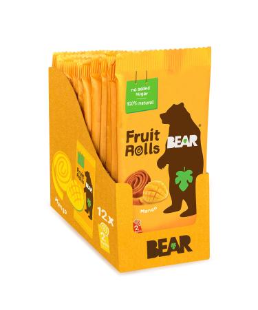 BEAR Real Fruit Snack Rolls - Gluten Free Vegan and Non-GMO - Mango – 12 Pack (2 Rolls Per Pack) - Healthy School And Lunch Snacks For Kids And Adults - Buy Online on GoSupps.com