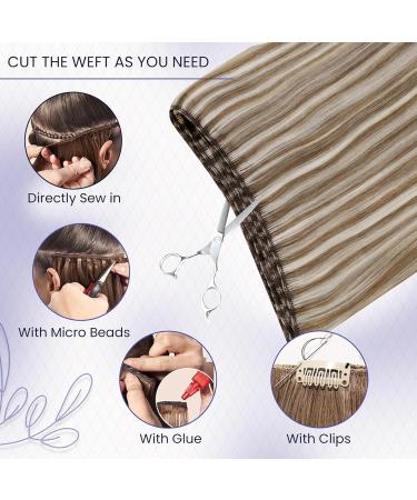 LAAVOO Light Brown & Platinum Blonde Real Hair Extensions - Sew-In Weft 35cm 80g #P8/60 - Buy Online on GoSupps.com