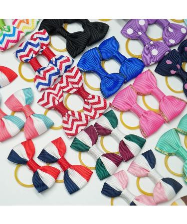 KANGAROO 120PCS Cute Puppy Dog Bow Hair Bows with Rubber Bands | Handmade Pet Grooming Accessories - Buy Online on GoSupps.com