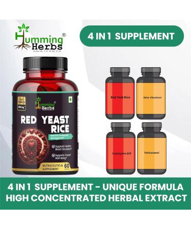 Humming Herbs Red Yeast Rice 1100mg with CoQ10 Policosanol Beta Sitosterol & Lycopene Formula 60 Capsules - Buy Online on GoSupps.com