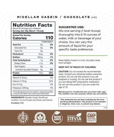 Muscle Feast Grass Fed Micellar Casein Protein Powder Pasture Raised & Hormone Free Slow Digesting Casein Protein - Supports Overnight Muscle Recovery Gluten Free Protein Powder - Chocolate 4lb Chocolate 4 Pound - Buy Online on GoSupps.com