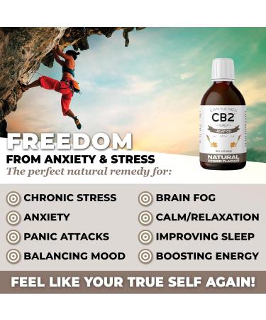HEMP OIL WITH CB2 ORGANIC 225 000mg/240mL/8oz - Extra Strength Pain Relief / Reduces Inflammation / Melts Away Anxiety & Stress / Enhances Sleep & Rejuvenation. CB2 Extract + Ginger Flavour + Omega 3 + GLA. Stronger Than Hemp Gummies or Hemp Oil Capsules. - Buy Online on GoSupps.com