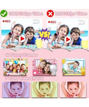 PROGRACE Kids Camera Waterproof Gift Toy - Children Digital Video Camera Underwater Camera for Kids 1080P Camcorder DV Toddler Camera for Girls Birthday Learn Camera Pool Toys Age 3-14 Pink - Buy Online on GoSupps.com