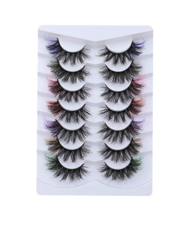 Fluffy Colored 3D Volume Handmade False Eyelashes - 7 Pairs FANXITON 20MM Cat-Eye Cosplay Makeup - Buy Online on GoSupps.com