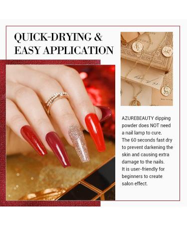 AZUREBEAUTY Dip Powder Nail Set - 6 Colors Fall Winter Kit for Manicure DIY Salon - Red Burgundy Rose Apple Berry Sparkle Snow White Silver Glitter - Valentine's Day Gift - No Lamp Cure - Buy Online on GoSupps.com