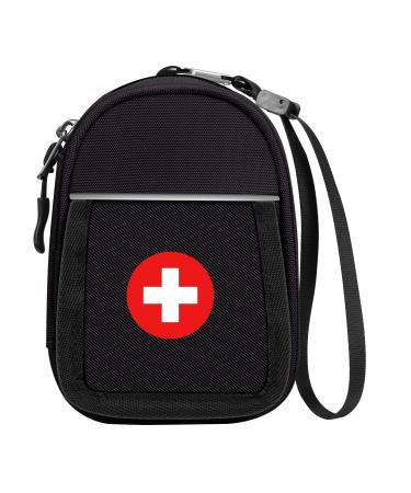 SITHON Insulated Medicine Carrying Case Bag - Small Travel Medication Organizer Emergency Medical Pouch Holds Auvi Q Nasal Spray Allergy Meds Asthma Inhaler Case Black *Black