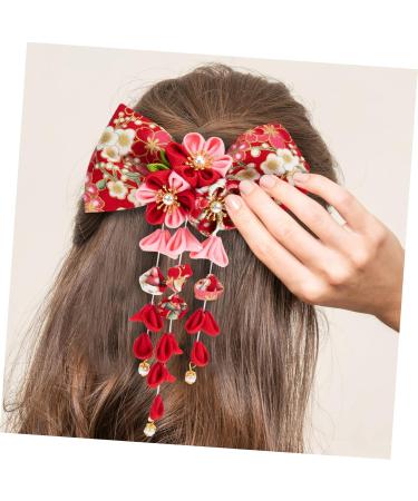 Amosfun Japanese Style Hairpin Hairbands for Womens Hair Flower Hair Clip Kanzashi Hair Barrettes Hair Pin Girls Barrettes for Hair Japanese-style Headdress Clothing Alloy Miss Kimono 16x12cm Red - Buy Online on GoSupps.com