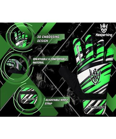 Keeperking Junior Goalkeeper Gloves for Kids - Boys & Girls Football/Soccer Gloves (Ages 4-7) - Green-Black-White - Buy Online on GoSupps.com