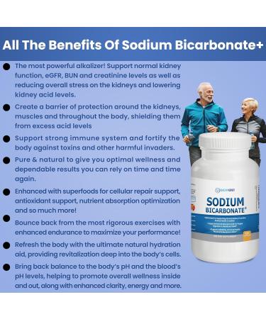 Organic Sodium Bicarbonate Capsules - Alkaline Support for Kidneys & Digestion Immune Boosting Superfoods - 120 Fast-Acting Antacid Caps - Buy Online on GoSupps.com