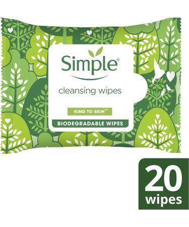 Simple Kind to Skin Biodegradable Cleansing Wipes - 20 PC | Remove Waterproof Makeup | Sensitive Skin Friendly - Buy Online on GoSupps.com