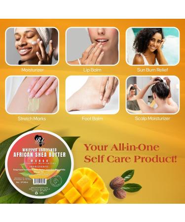 RA COSMETICS Whipped Shea Butter Baby Powder - 6oz & 100% African Shea Butter - Mango Scented Anti-Aging Moisturizer 6 Ounce - Buy Online on GoSupps.com