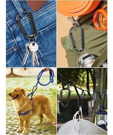 DELSWIN Heavy Duty Carabiner Clip 900lbs - 3 D-Shaped Spring Hooks for Hammocks, Camping, Hiking - Black M8 (2pcs) - Buy Online on GoSupps.com