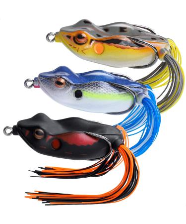 TRUSCEND Topwater Fishing Lures for Bass, Super Soft Hollow Rubber/Floating Solid Foam Frog Lures, Perfect Surface Bass Lure, Weedless Ultra-Sharp BKK Hooks, Soft Skirt Legs/Spinner Tail A-2.5