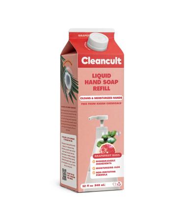 Cleancult Liquid Hand Soap Refill, Grapefruit Basil, 32oz, 1 Pack - Coconut-Derived Hand Soap that Nourishes & Moisturizes - Liquid Soap Made with Aloe - Paraben & Phthalate Free