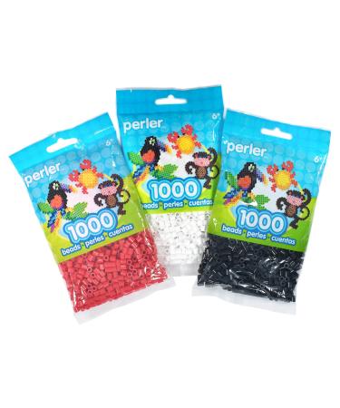 Perler Fuse Bead Set 3-Pack Bundle, Black, White, and Red 3 Pack