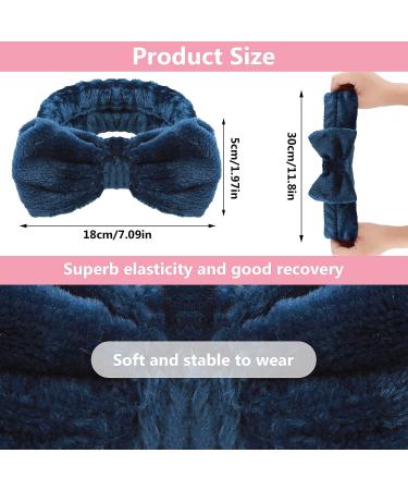 Spa Bowknot Headband for Women - Coral Fleece Makeup Hair Band Elastic Cosmetic Headband Wide Clamp for Shower & Skin Care (Blue) - Shop Internationally - Buy Online on GoSupps.com