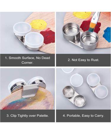 6 Pack Double Dipper Palette Cup - Stainless Steel with Lid and Clip - 1.4 inch Inner Diameter - Buy Online on GoSupps.com