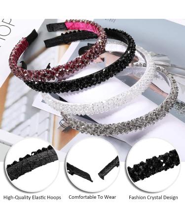WILLBOND 4-Piece Crystal Rhinestone Headbands - Non-Slip Beaded Hair Accessories for Women and Girls - Black, White, Purple, Gray - 1.2cm - Bling Bling Hair Bands - Buy Online on GoSupps.com