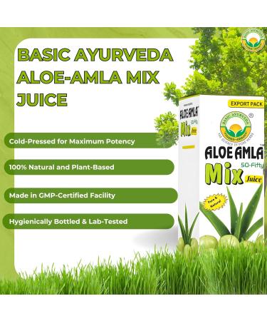 Basic Ayurveda Gooseberry + Aloe Vera Juice 16.23 Fl Oz (480ml) | 50-Fifty Herbal Mix for Immunity Digestion & Skin Health | Amla & Aloe Blend | 100% Natural | Daily Ayurvedic Tonic - Buy Online on GoSupps.com
