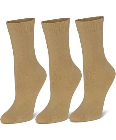 Diabetic Crew Socks 3 Pack - Sugar Free Sox Womens Health & Comfort (Size 9-11, Khaki) - Buy Online on GoSupps.com