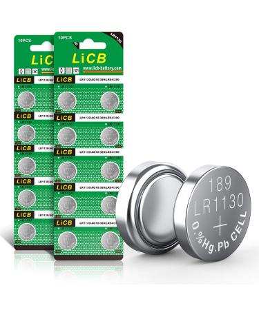 LiCB 20 Pack LR1130 AG10 Battery 1.5V Long-Lasting Alkaline Button Cell Batteries 20 Count (Pack of 1)